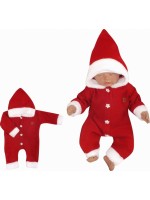 Z&Z Detský pletený overal s kapucňou Baby Santa, červený, veľ. 62